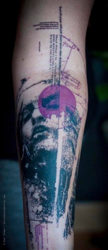 Paul Talbot Tattoo Art Graphic Collage Tattoo by Paul Talbot at Modern Electric near Birmingham UK
