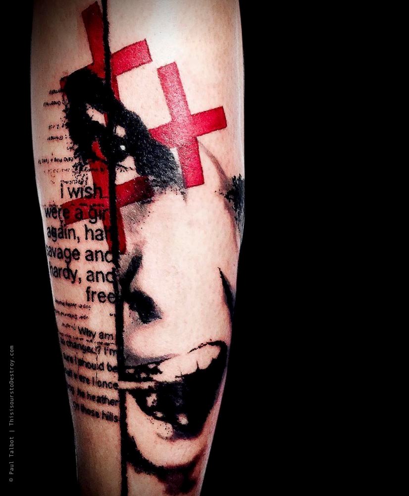 Paul Talbot Tattoo Art Graphic Collage Tattoo by Paul Talbot at Modern Electric near Birmingham UK