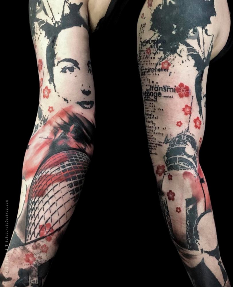 Paul Talbot Tattoo Art Graphic Collage Tattoo by Paul Talbot at Modern Electric near Birmingham UK