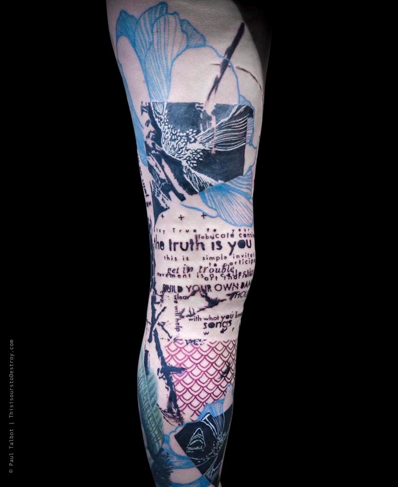 Paul Talbot Tattoo Art Graphic Collage Tattoo by Paul Talbot at Modern Electric near Birmingham UK
