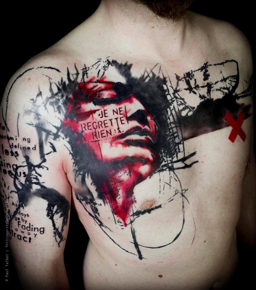 Paul Talbot Tattoo Art Graphic Collage Tattoo by Paul Talbot at Modern Electric near Birmingham UK