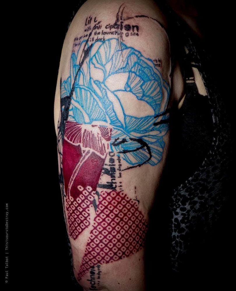 Paul Talbot Tattoo Art Graphic Collage Tattoo by Paul Talbot at Modern Electric near Birmingham UK