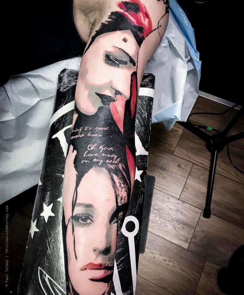 Paul Talbot Tattoo Art Graphic Collage Tattoo by Paul Talbot at Modern Electric near Birmingham UK