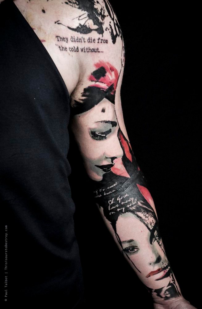 Paul Talbot Tattoo Art Graphic Collage Tattoo by Paul Talbot at Modern Electric near Birmingham UK