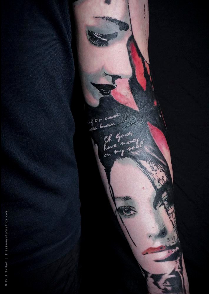 Paul Talbot Tattoo Art Graphic Collage Tattoo by Paul Talbot at Modern Electric near Birmingham UK