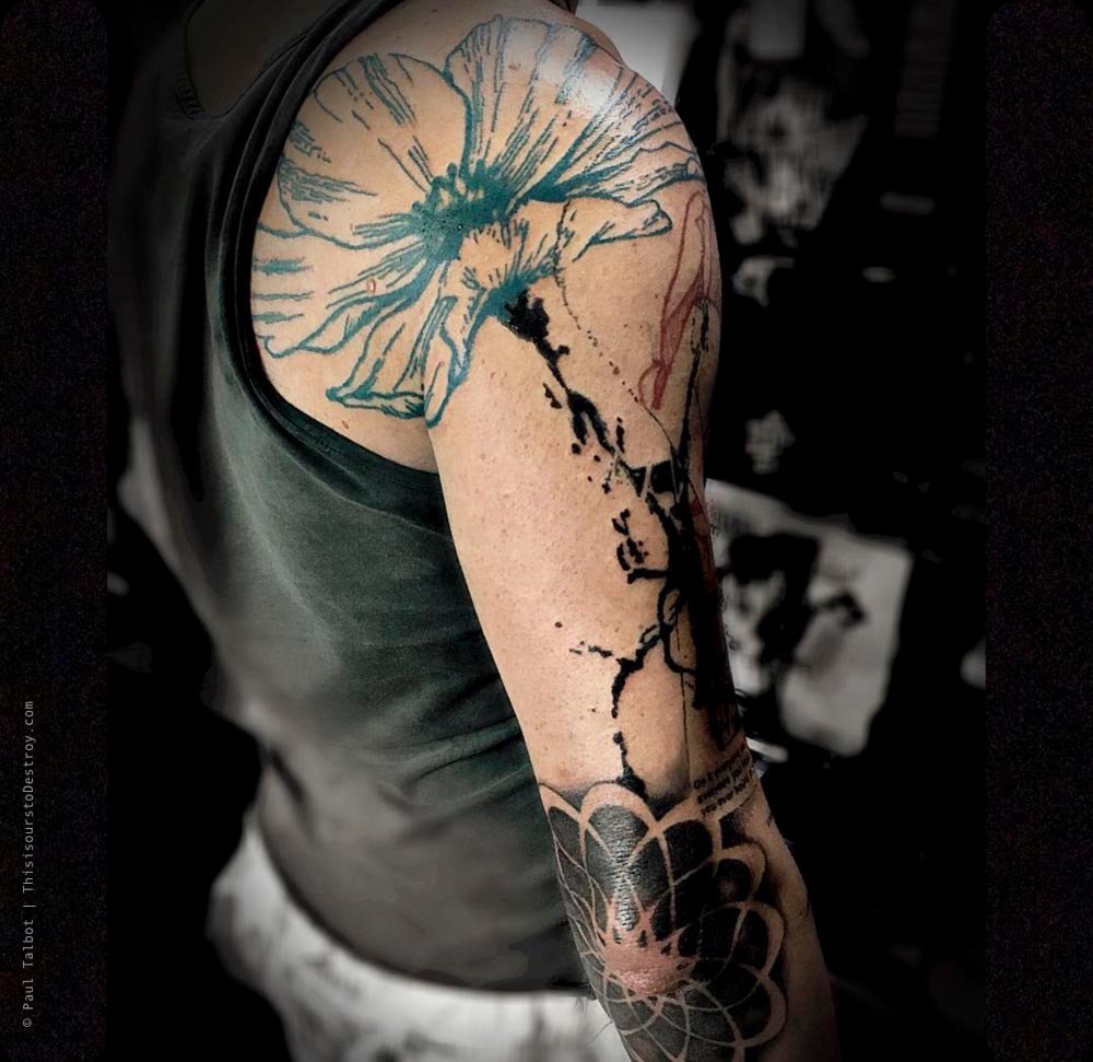 Paul Talbot Tattoo Art Graphic Collage Tattoo by Paul Talbot at Modern Electric near Birmingham UK
