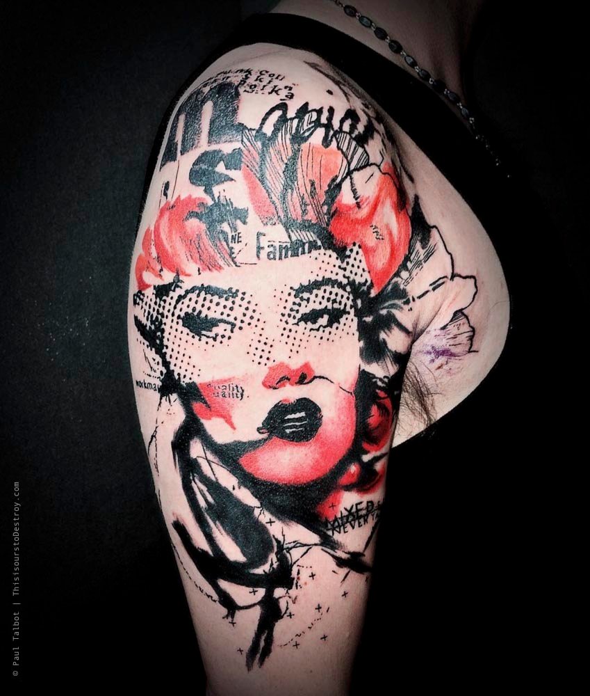 Paul Talbot Tattoo Art Graphic Collage Tattoo by Paul Talbot at Modern Electric near Birmingham UK