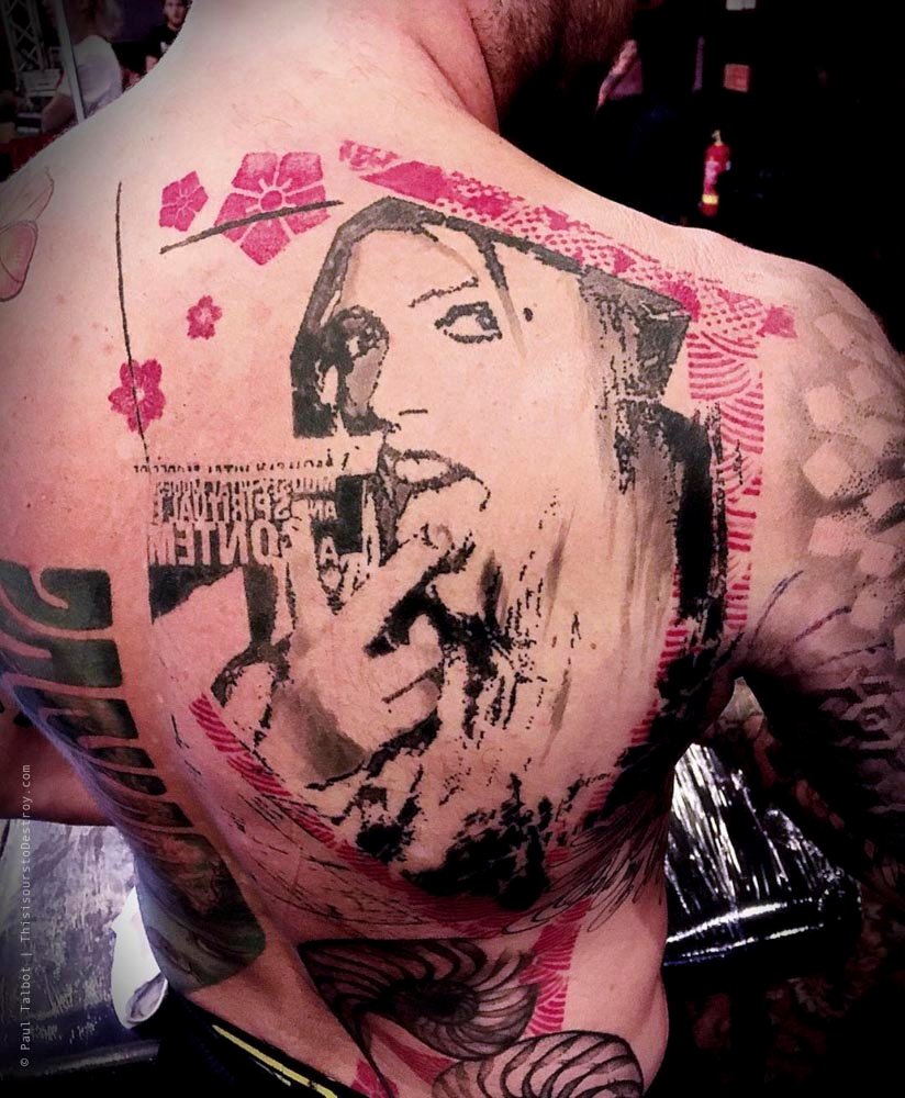 Paul Talbot Tattoo Art Graphic Collage Tattoo by Paul Talbot at Modern Electric near Birmingham UK