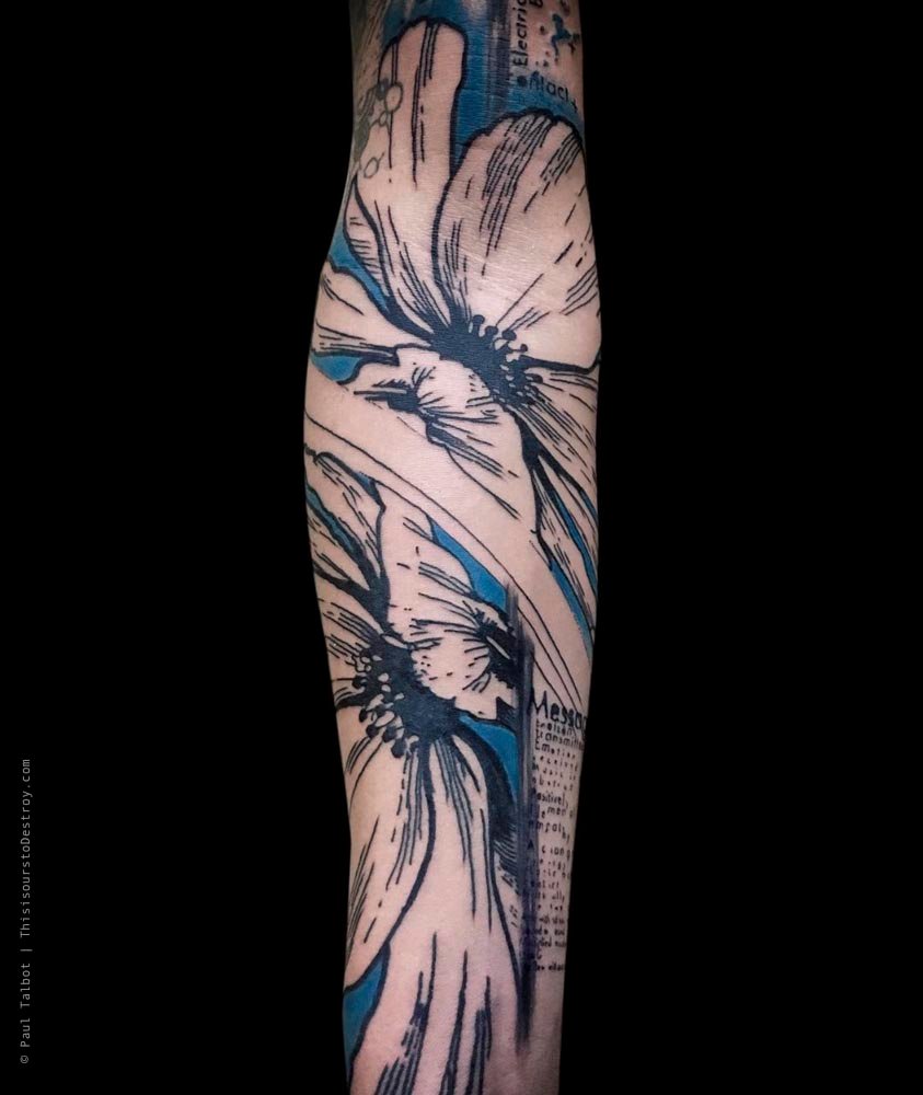 Paul Talbot Tattoo Art Graphic Collage Tattoo by Paul Talbot at Modern Electric near Birmingham UK