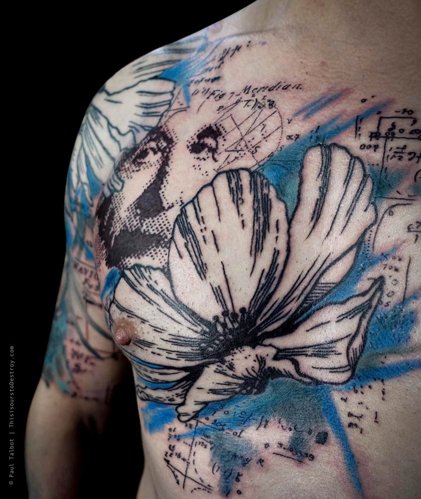 Paul Talbot Tattoo Art Graphic Collage Tattoo by Paul Talbot at Modern Electric near Birmingham UK