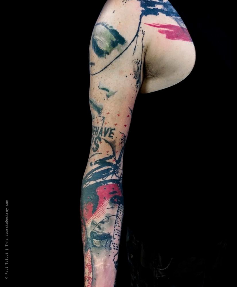 Paul Talbot Tattoo Art Graphic Collage Tattoo by Paul Talbot at Modern Electric near Birmingham UK