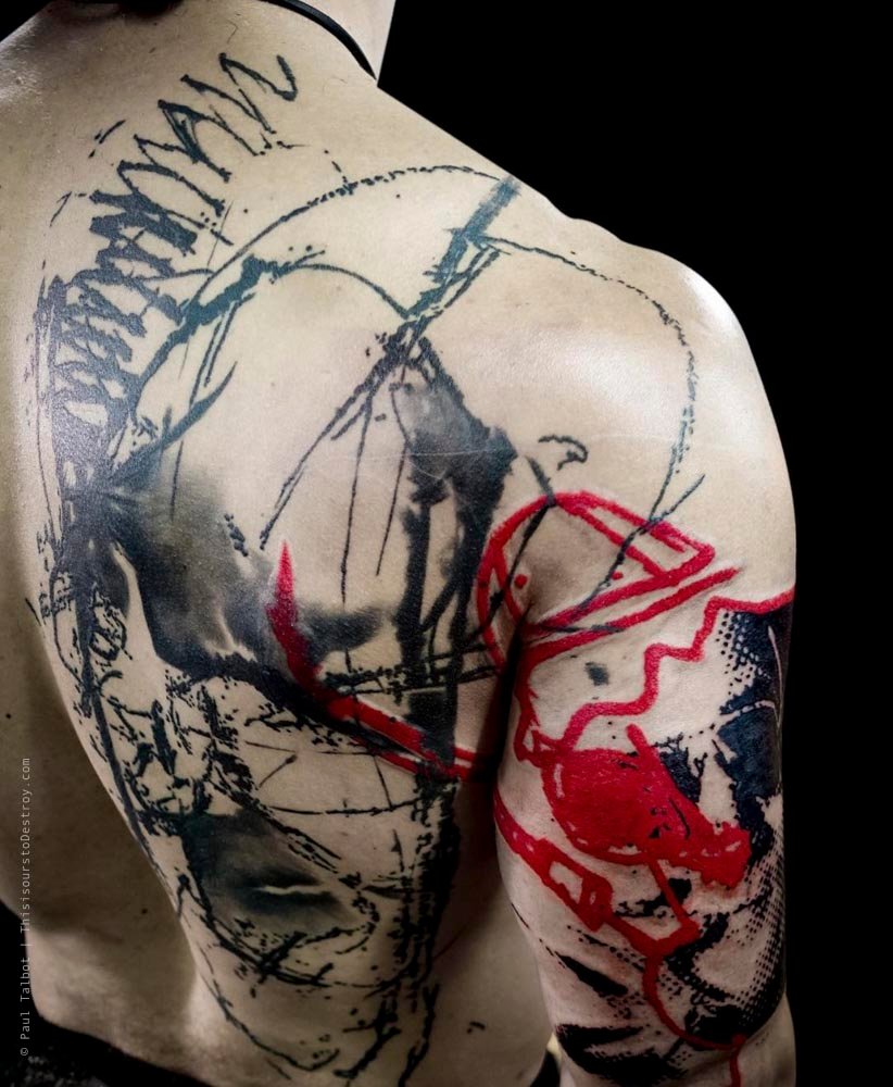 Paul Talbot Tattoo Art Graphic Collage Tattoo by Paul Talbot at Modern Electric near Birmingham UK