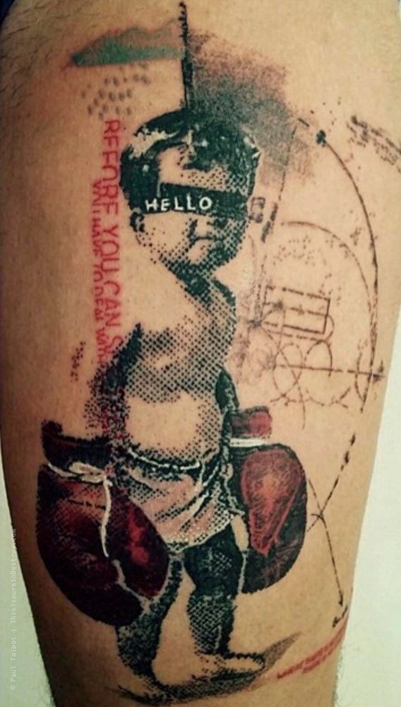 Paul Talbot Tattoo Art Graphic Collage Tattoo by Paul Talbot at Modern Electric near Birmingham UK