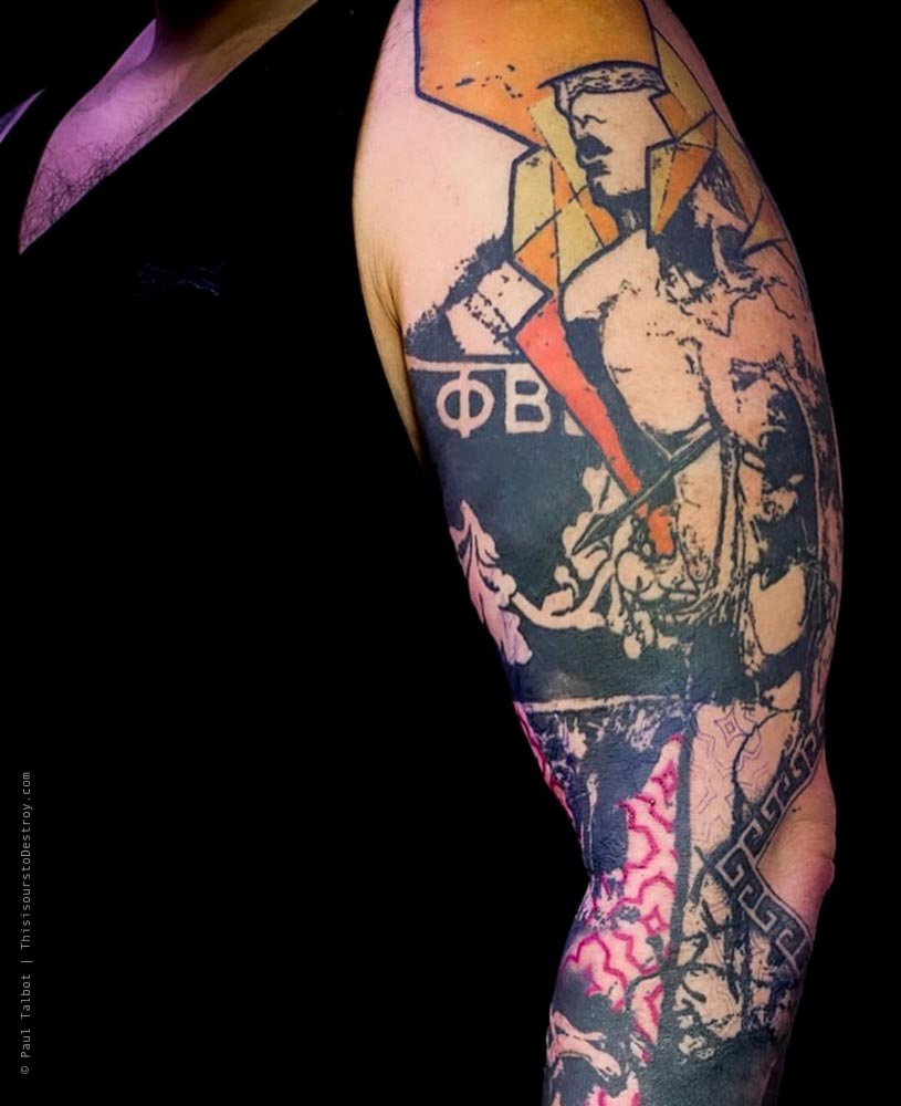 Paul Talbot Tattoo Art Graphic Collage Tattoo by Paul Talbot at Modern Electric near Birmingham UK