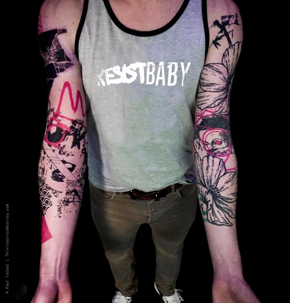 Paul Talbot Tattoo Art Graphic Collage Tattoo by Paul Talbot at Modern Electric near Birmingham UK