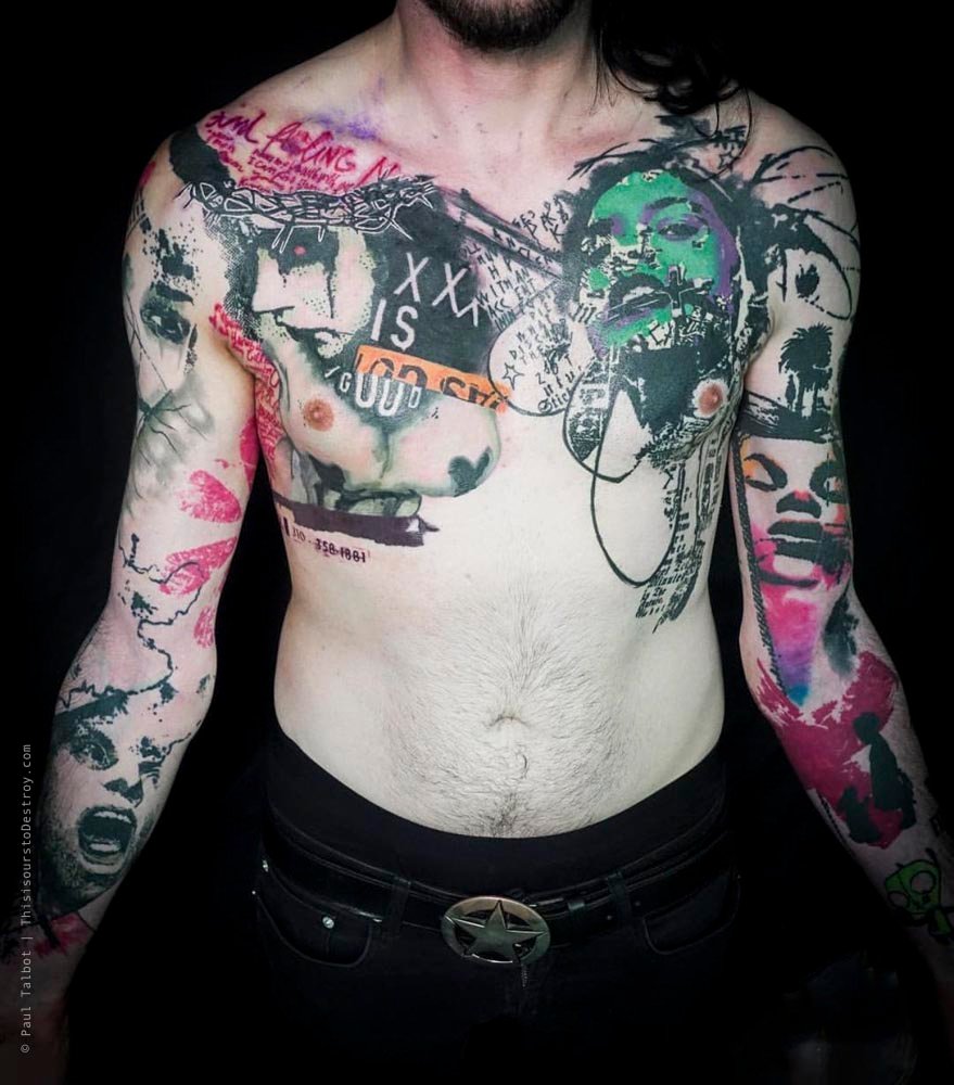 Paul Talbot Tattoo Art Graphic Collage Tattoo by Paul Talbot at Modern Electric near Birmingham UK