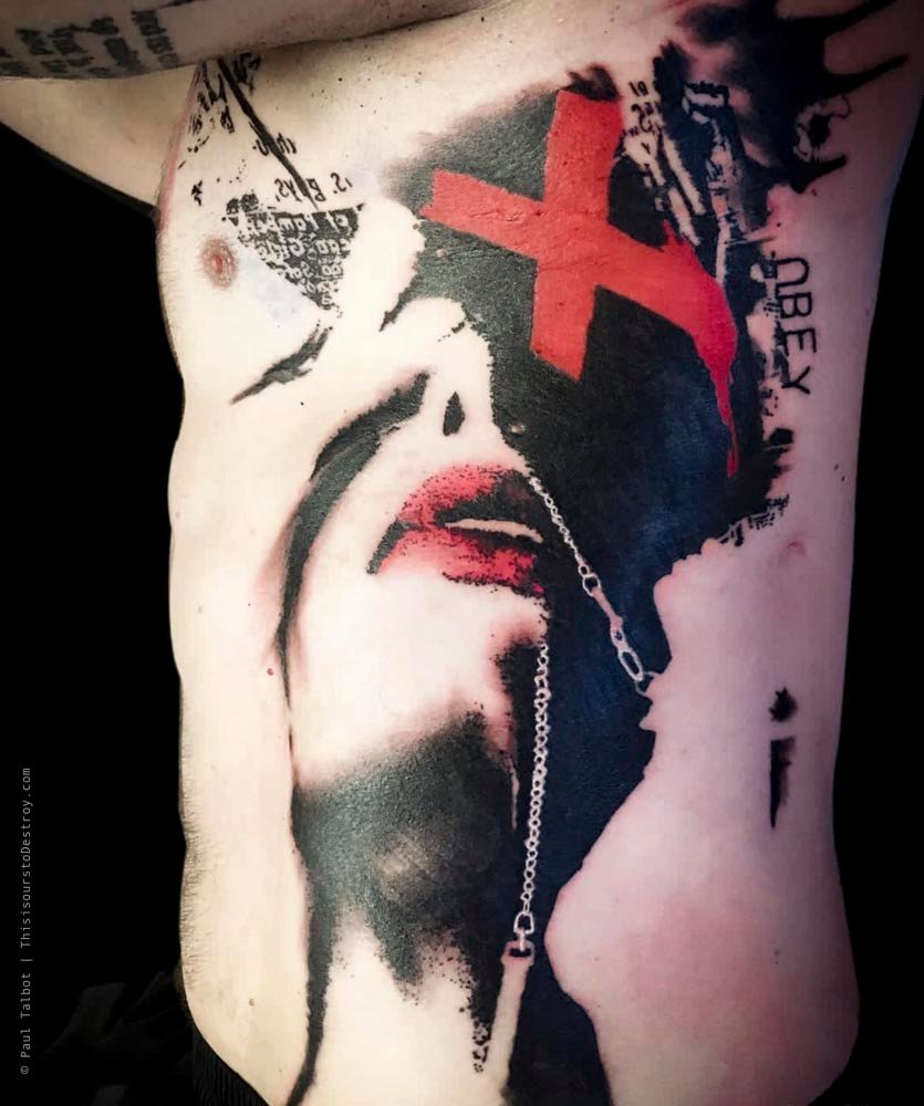 Paul Talbot Tattoo Art Graphic Collage Tattoo by Paul Talbot at Modern Electric near Birmingham UK