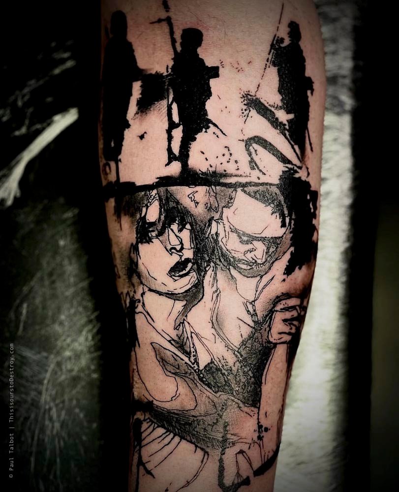 Paul Talbot Tattoo Art Graphic Collage Tattoo by Paul Talbot at Modern Electric near Birmingham UK