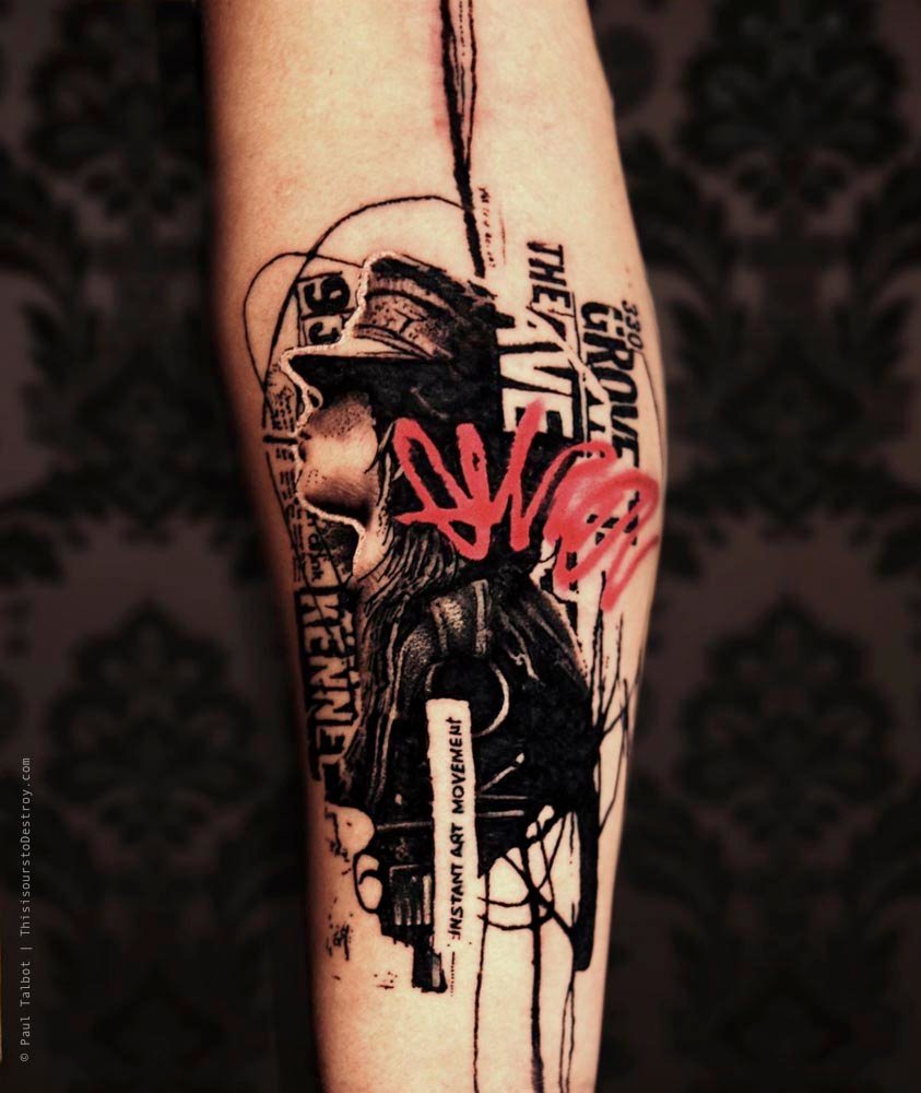 Paul Talbot Tattoo Art Graphic Collage Tattoo by Paul Talbot at Modern Electric near Birmingham UK