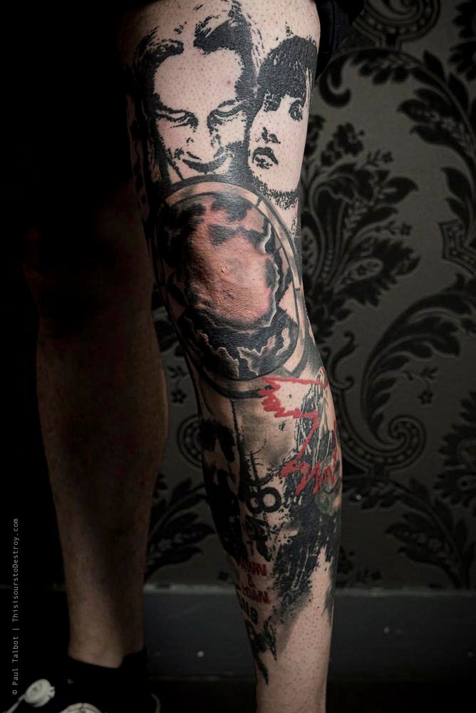 Paul Talbot Tattoo Art Graphic Collage Tattoo by Paul Talbot at Modern Electric near Birmingham UK