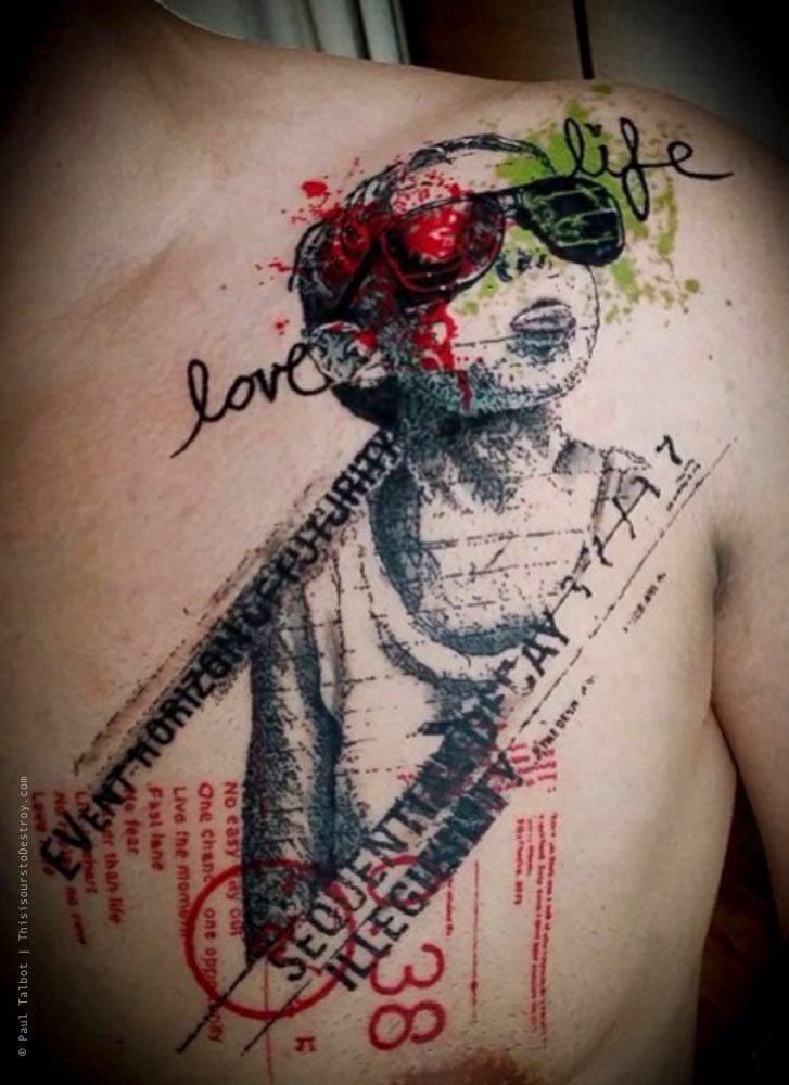 Paul Talbot Tattoo Art Graphic Collage Tattoo by Paul Talbot at Modern Electric near Birmingham UK