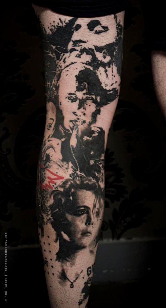 Paul Talbot Tattoo Art Graphic Collage Tattoo by Paul Talbot at Modern Electric near Birmingham UK