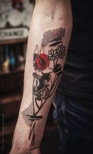 Paul Talbot Tattoo Art Graphic Collage Tattoo by Paul Talbot at Modern Electric near Birmingham UK