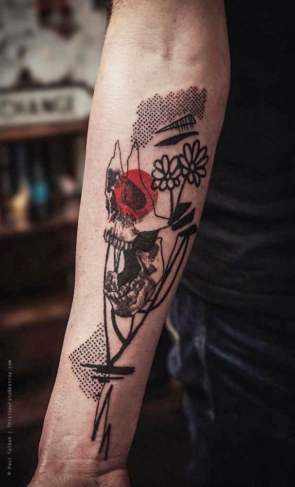 Paul Talbot Tattoo Art Graphic Collage Tattoo by Paul Talbot at Modern Electric near Birmingham UK