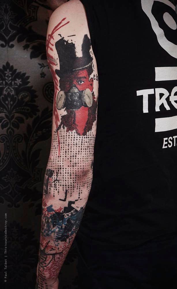 Paul Talbot Tattoo Art Graphic Collage Tattoo by Paul Talbot at Modern Electric near Birmingham UK