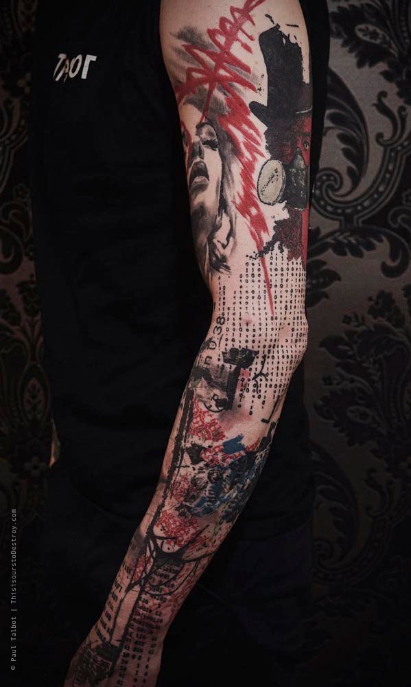 Paul Talbot Tattoo Art Graphic Collage Tattoo by Paul Talbot at Modern Electric near Birmingham UK