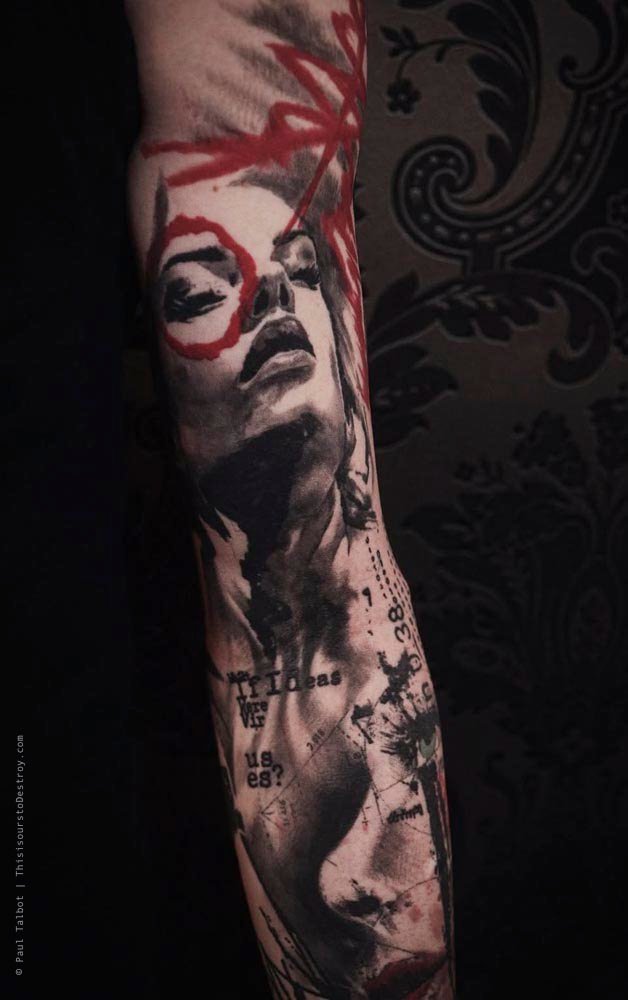 Paul Talbot Tattoo Art Graphic Collage Tattoo by Paul Talbot at Modern Electric near Birmingham UK