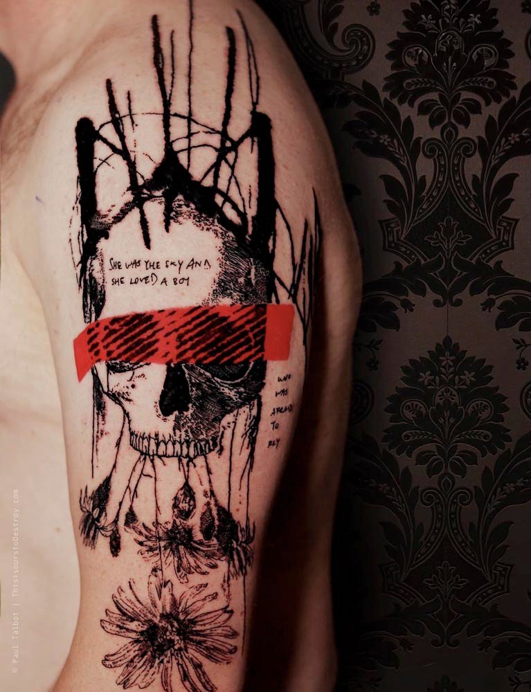 Paul Talbot Tattoo Art Graphic Collage Tattoo by Paul Talbot at Modern Electric near Birmingham UK