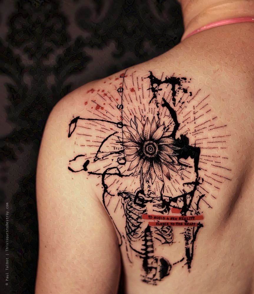 Paul Talbot Tattoo Art Graphic Collage Tattoo by Paul Talbot at Modern Electric near Birmingham UK