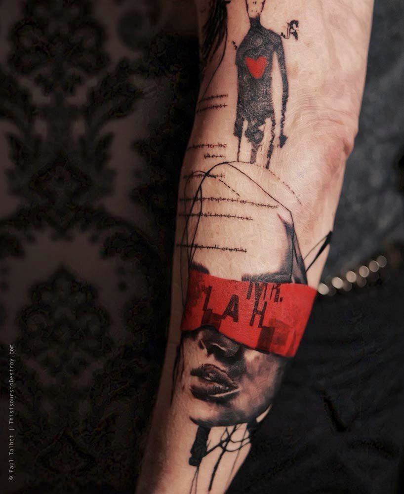 Paul Talbot Tattoo Art Graphic Collage Tattoo by Paul Talbot at Modern Electric near Birmingham UK
