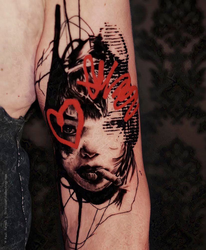 Paul Talbot Tattoo Art Graphic Collage Tattoo by Paul Talbot at Modern Electric near Birmingham UK