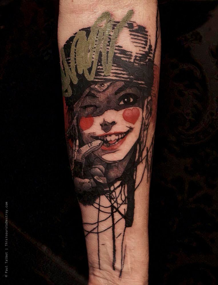 Paul Talbot Tattoo Art Graphic Collage Tattoo by Paul Talbot at Modern Electric near Birmingham UK