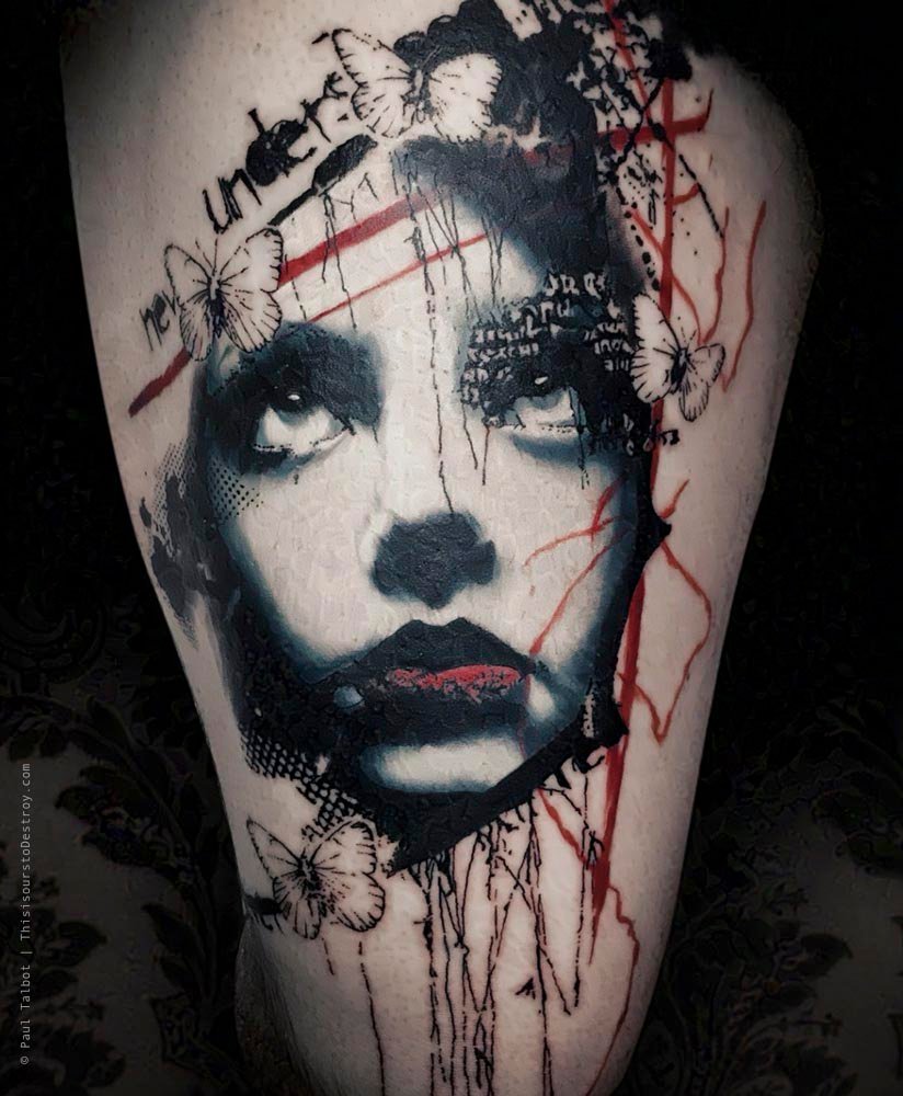 Paul Talbot Tattoo Art Graphic Collage Tattoo by Paul Talbot at Modern Electric near Birmingham UK