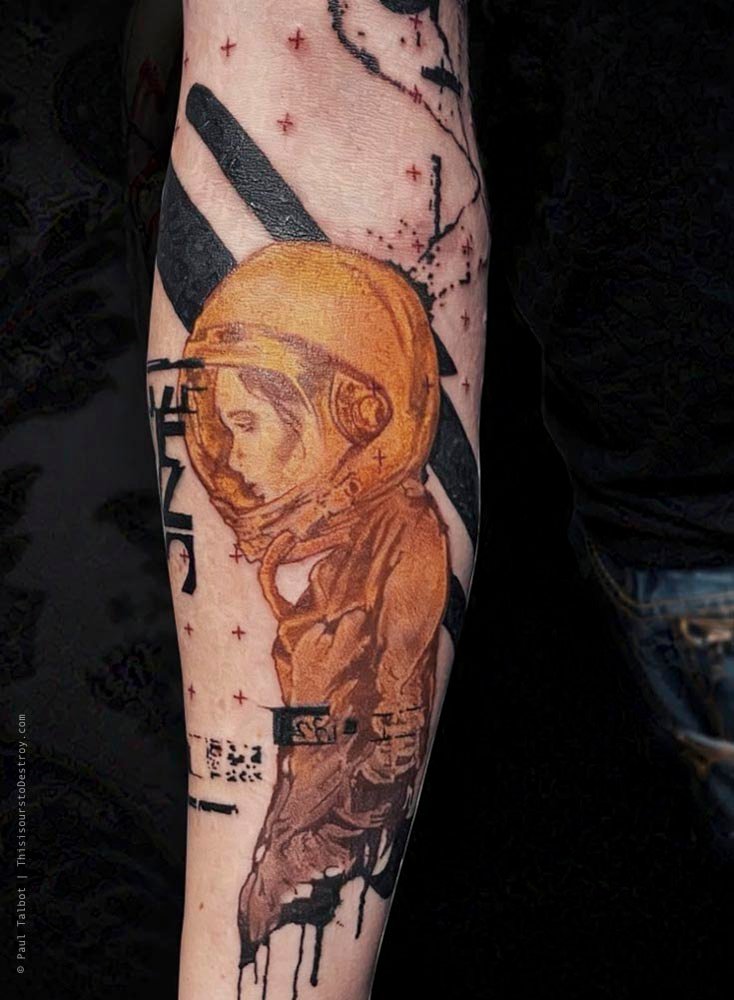 Paul Talbot Tattoo Art Graphic Collage Tattoo by Paul Talbot at Modern Electric near Birmingham UK