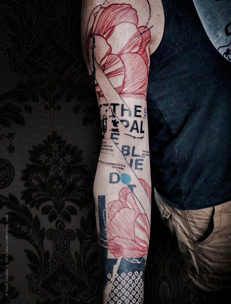 Paul Talbot Tattoo Art Graphic Collage Tattoo by Paul Talbot at Modern Electric near Birmingham UK