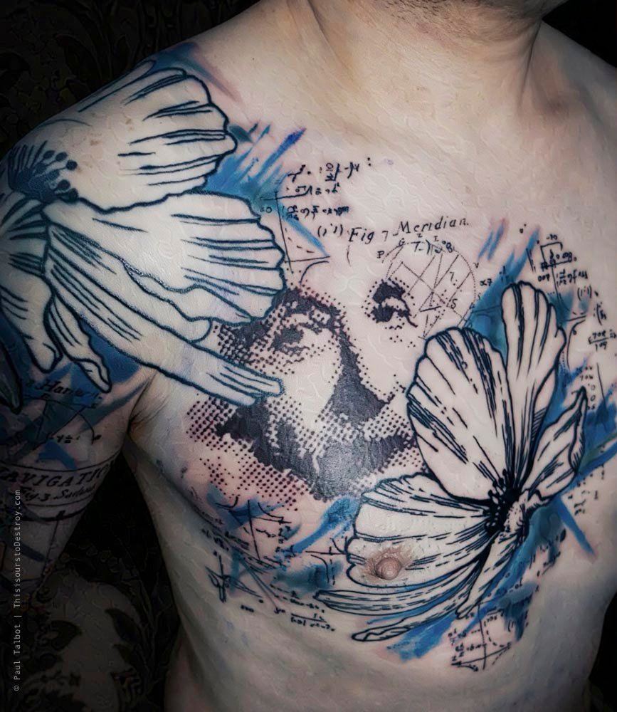 Paul Talbot Tattoo Art Graphic Collage Tattoo by Paul Talbot at Modern Electric near Birmingham UK