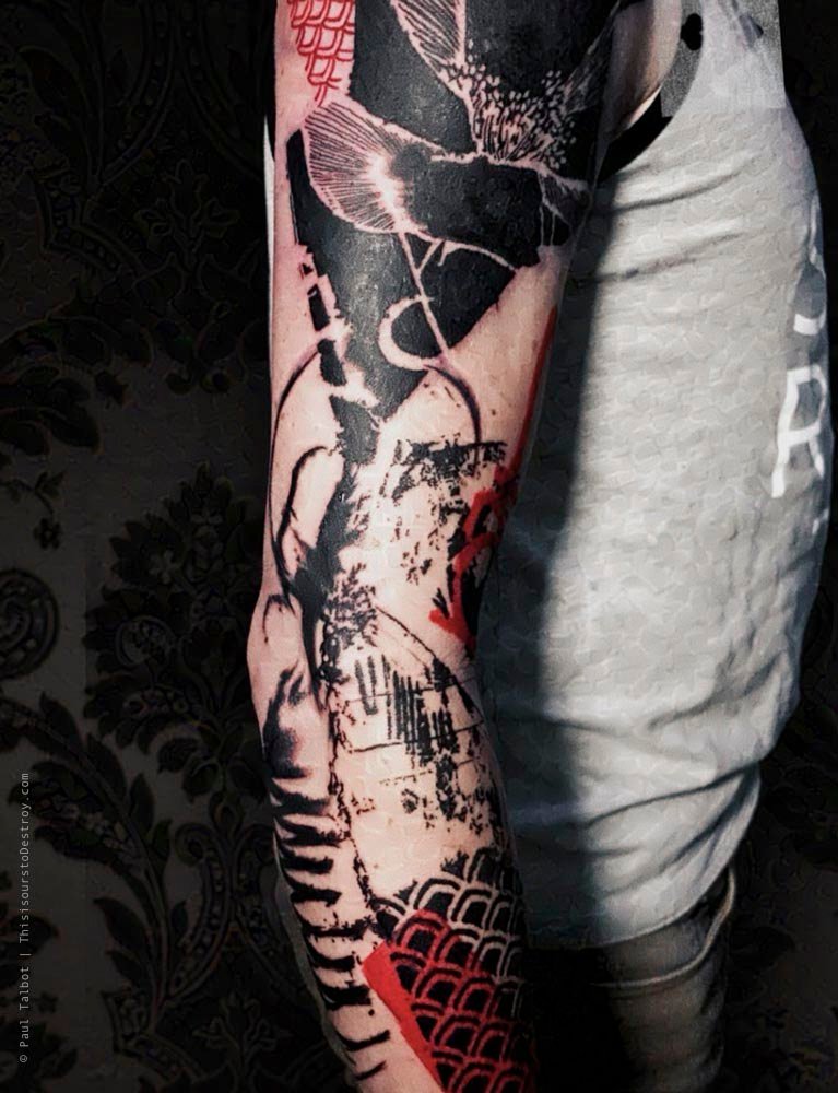 Paul Talbot Tattoo Art Graphic Collage Tattoo by Paul Talbot at Modern Electric near Birmingham UK