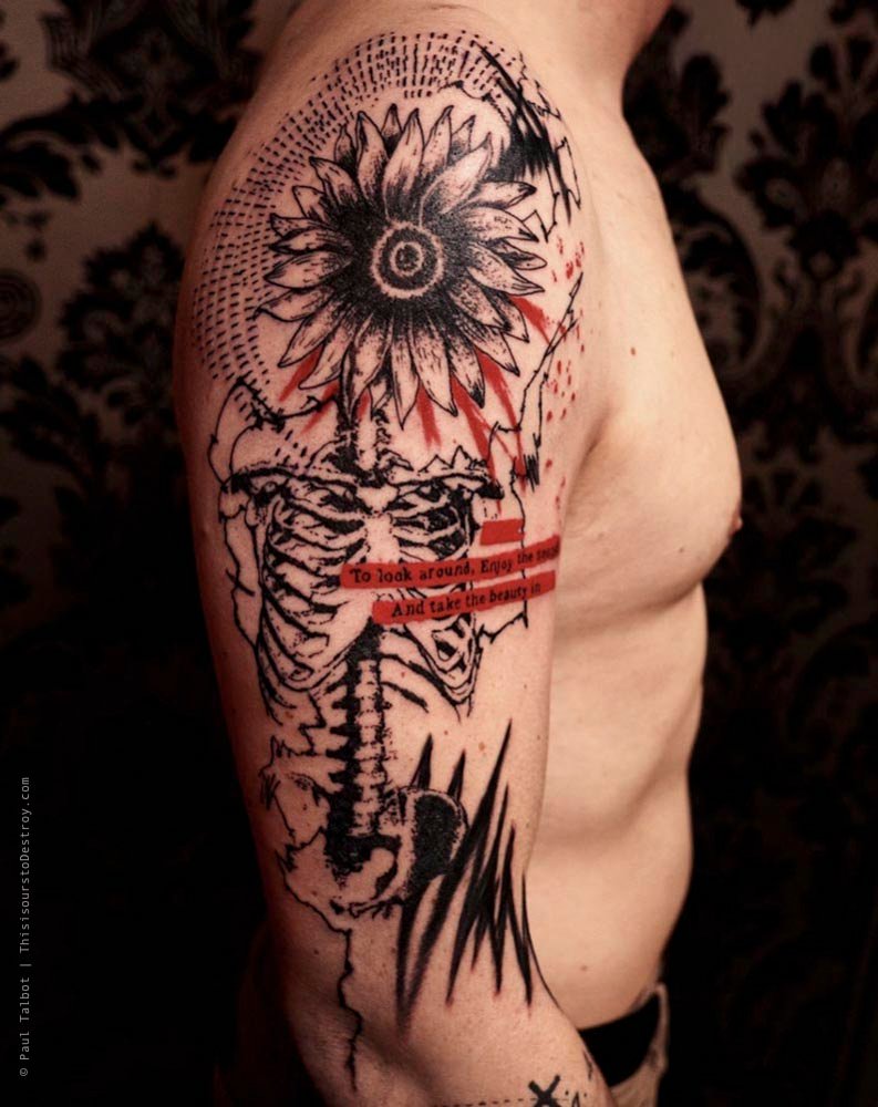 Paul Talbot Tattoo Art Graphic Collage Tattoo by Paul Talbot at Modern Electric near Birmingham UK