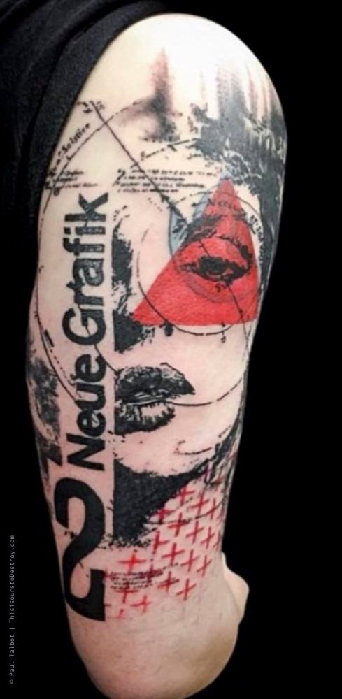 Paul Talbot Tattoo Art Graphic Collage Tattoo by Paul Talbot at Modern Electric near Birmingham UK