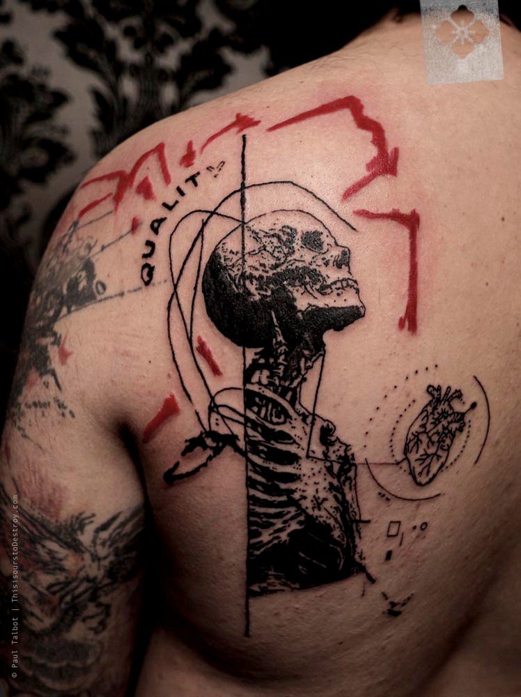 Paul Talbot Tattoo Art Graphic Collage Tattoo by Paul Talbot at Modern Electric near Birmingham UK