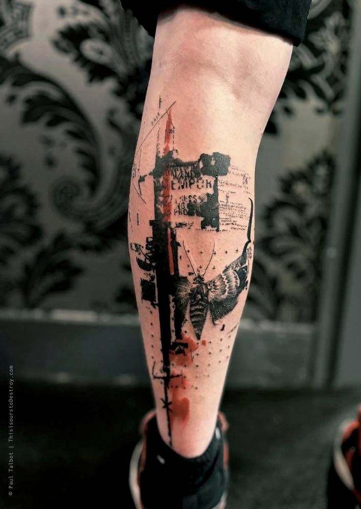 Paul Talbot Tattoo Art Graphic Collage Tattoo by Paul Talbot at Modern Electric near Birmingham UK