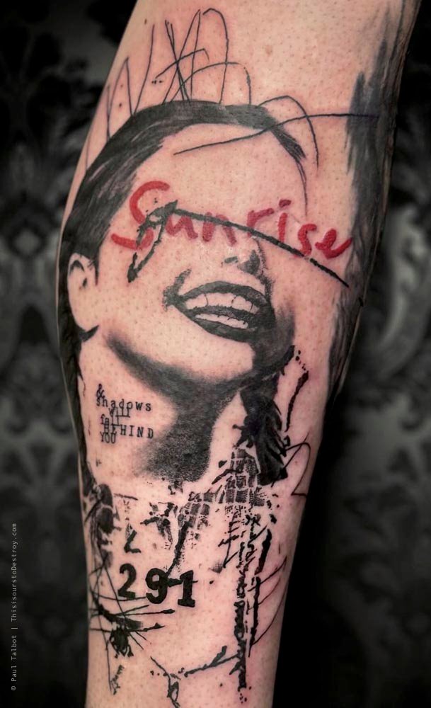 Paul Talbot Tattoo Art Graphic Collage Tattoo by Paul Talbot at Modern Electric near Birmingham UK