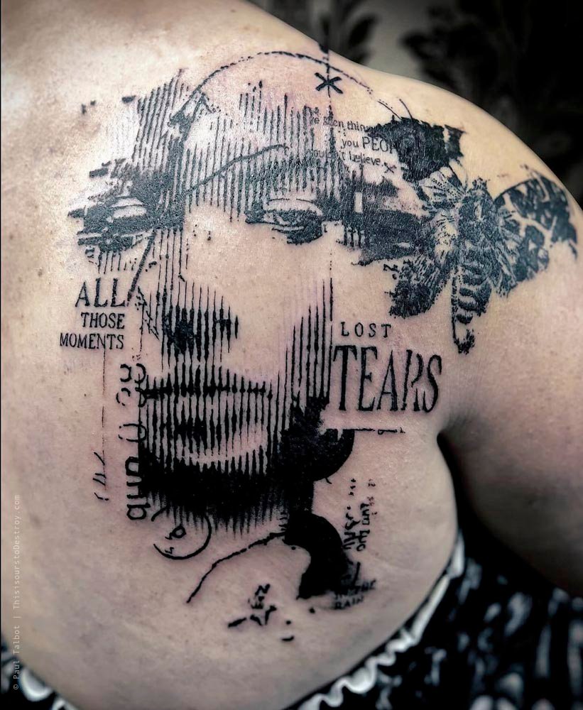 Paul Talbot Tattoo Art Graphic Collage Tattoo by Paul Talbot at Modern Electric near Birmingham UK