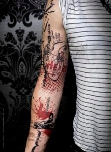 Paul Talbot Tattoo Art Graphic Collage Tattoo by Paul Talbot at Modern Electric near Birmingham UK