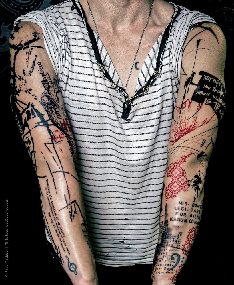 Paul Talbot Tattoo Art Graphic Collage Tattoo by Paul Talbot at Modern Electric near Birmingham UK