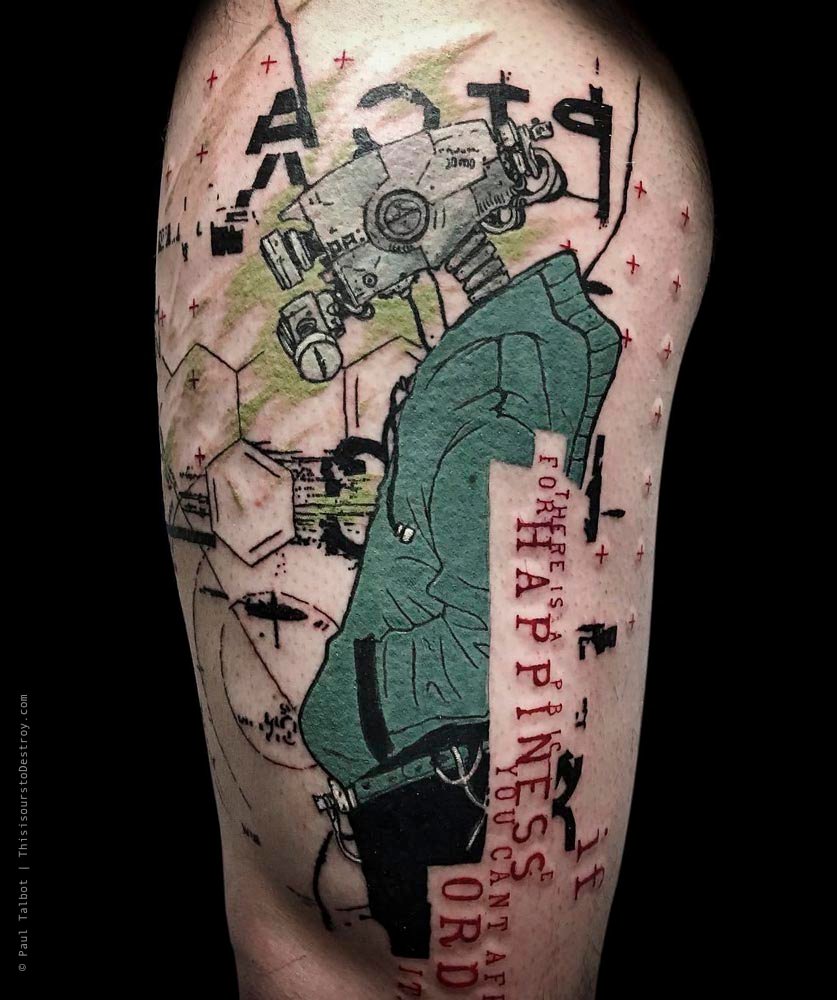 Paul Talbot Tattoo Art Graphic Collage Tattoo by Paul Talbot at Modern Electric near Birmingham UK